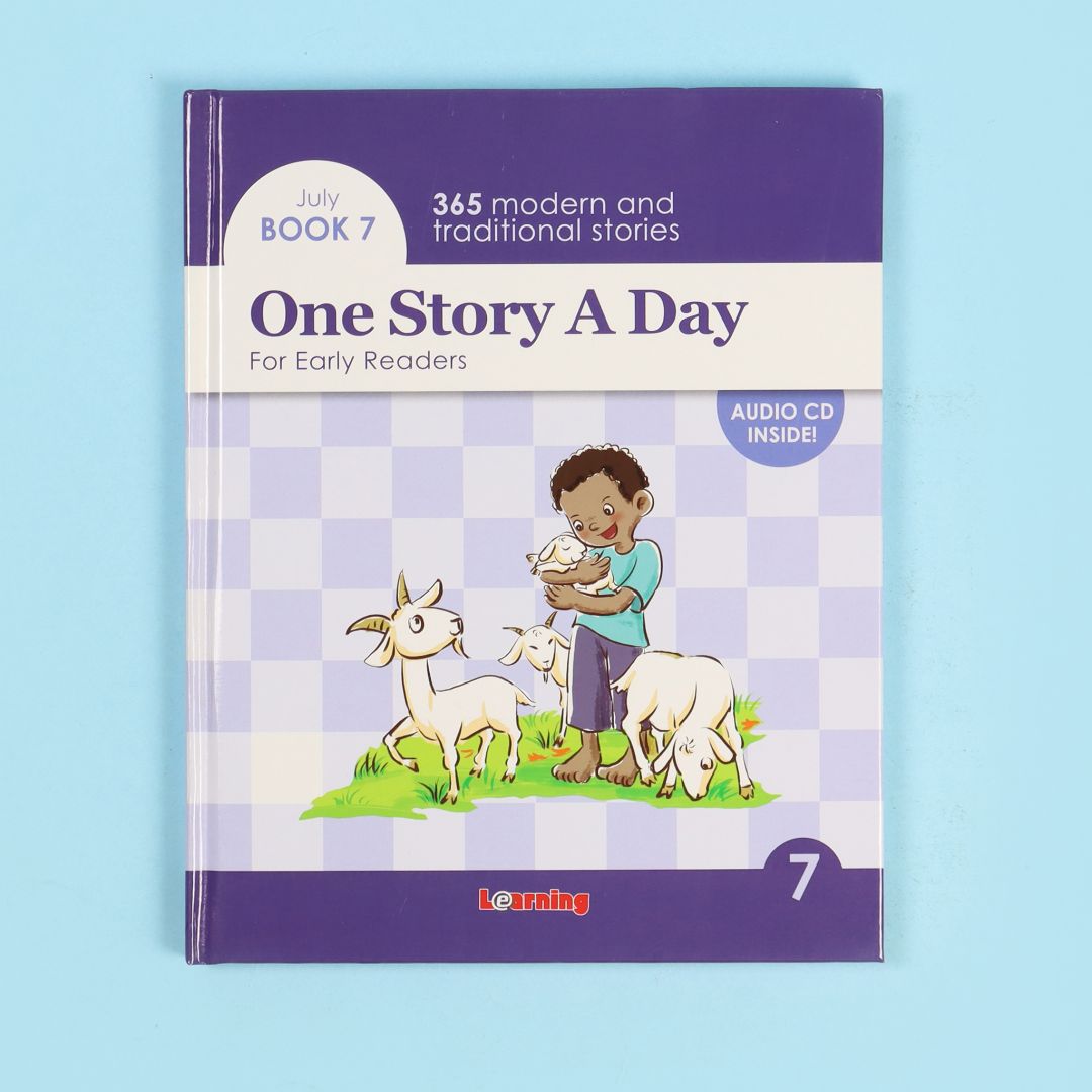 كتاب 7 من مجموعة One Story a Day للأطفال  كتاب مع أقراص صوتية تحتوي على 365 قصة باللغة الإنجليزية