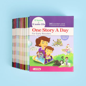 مجموعة One Story a Day للأطفال 12 كتاب مع أقراص صوتية تحتوي على 365 قصة باللغة الإنجليزية