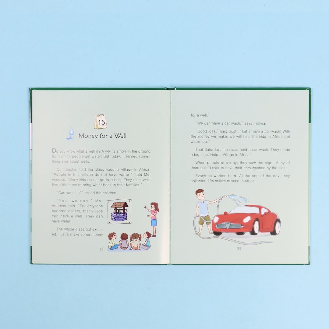 صفحات 2 من كتاب من مجموعة One Story a Day للأطفال  كتاب مع أقراص صوتية تحتوي على 365 قصة باللغة الإنجليزية